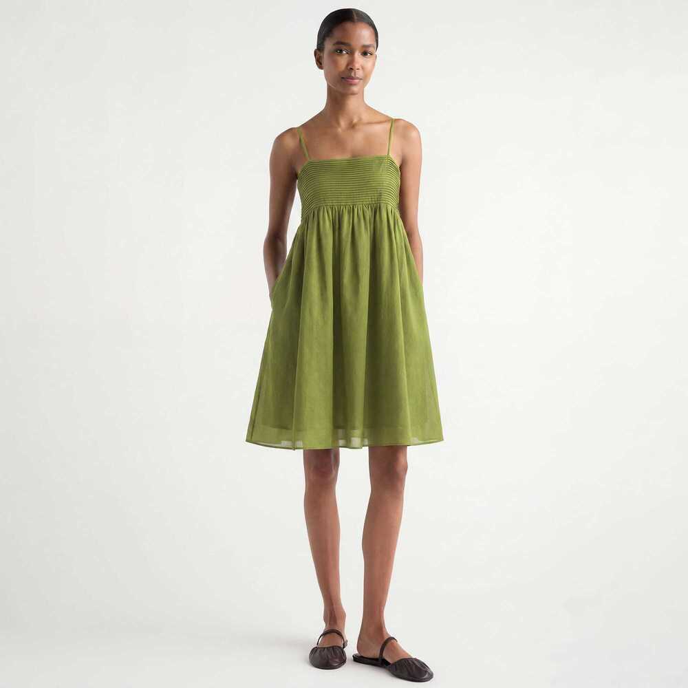 Modern Citizen Myra Pintuck Cotton-Silk Dress Size 1XSpring Green / 1X